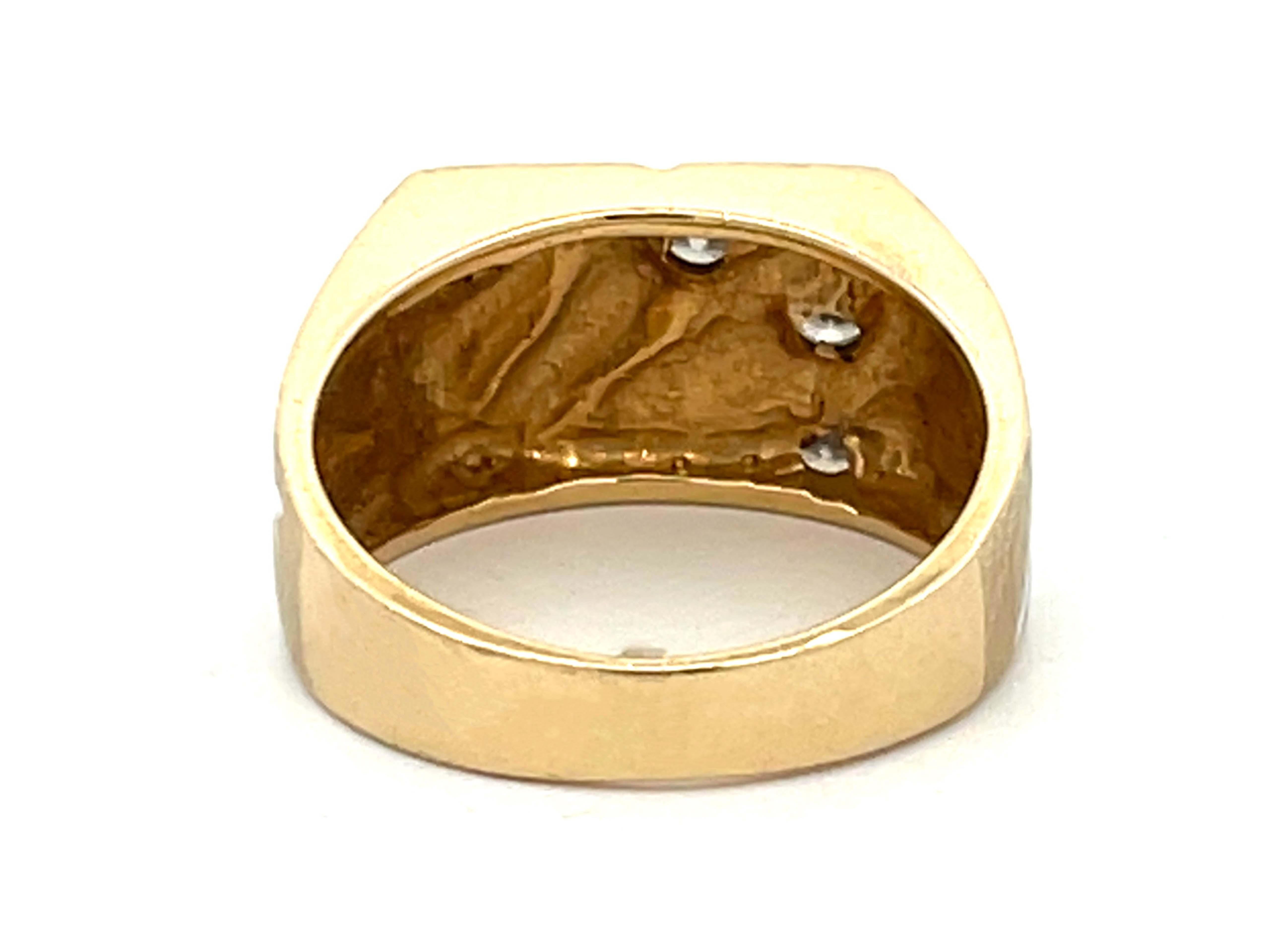 Women's or Men's Levian Fan Design Diamond 2-Toned Mens Ring in 14k Gold For Sale
