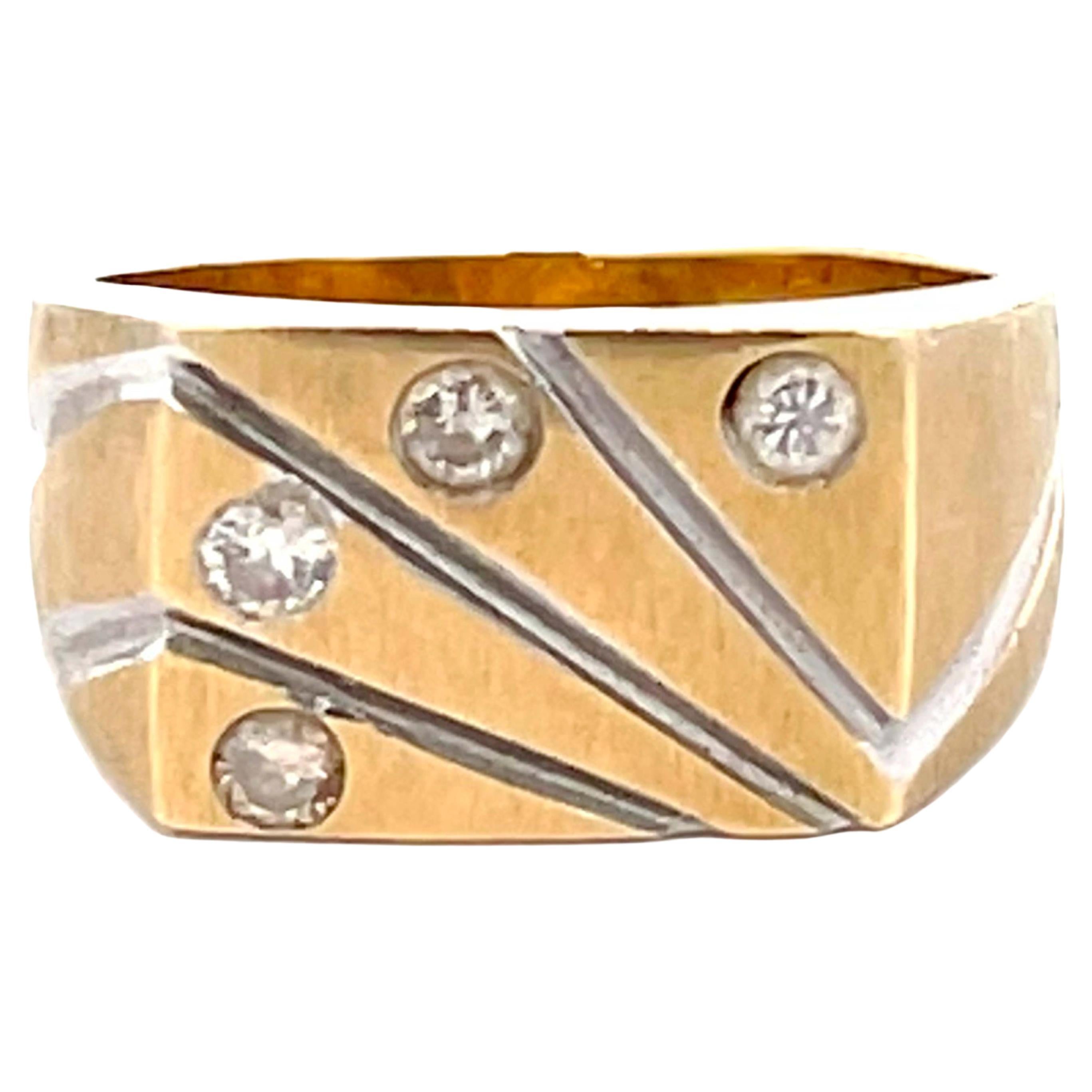 Levian Fan Design Diamond 2-Toned Mens Ring in 14k Gold For Sale