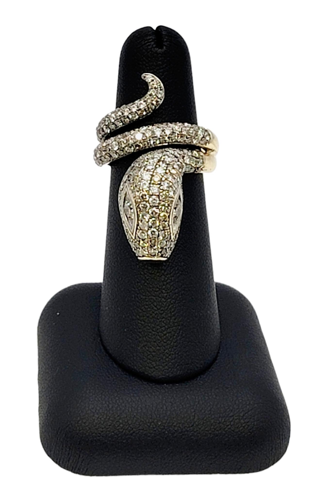 Le Vian Fancy Pave Diamond Snake Wrap Ring in Two Tone 14 Karat Gold For Sale 7