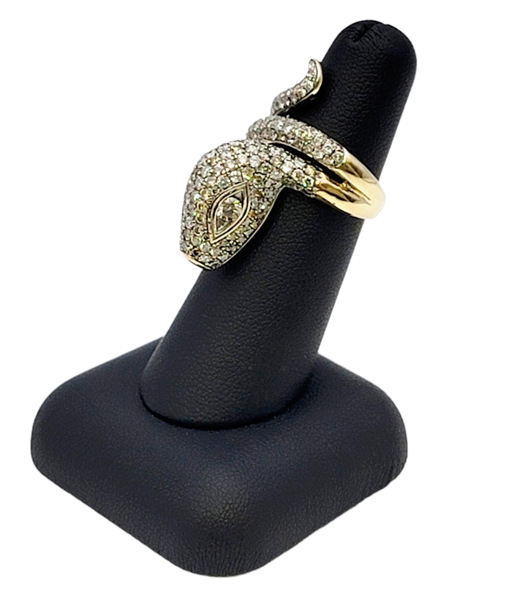 Le Vian Fancy Pave Diamond Snake Wrap Ring in Two Tone 14 Karat Gold For Sale 8