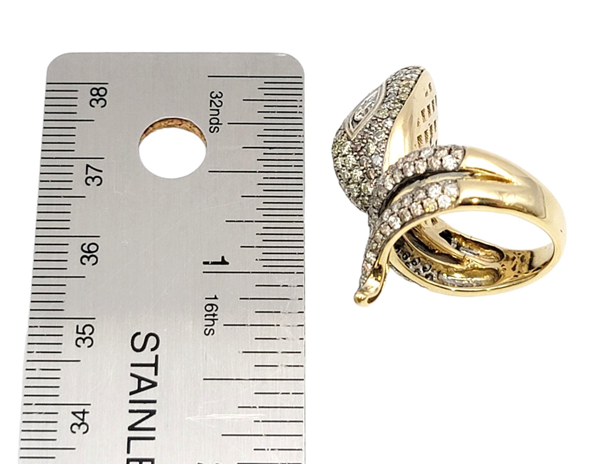 Le Vian Fancy Pave Diamond Snake Wrap Ring in Two Tone 14 Karat Gold For Sale 9