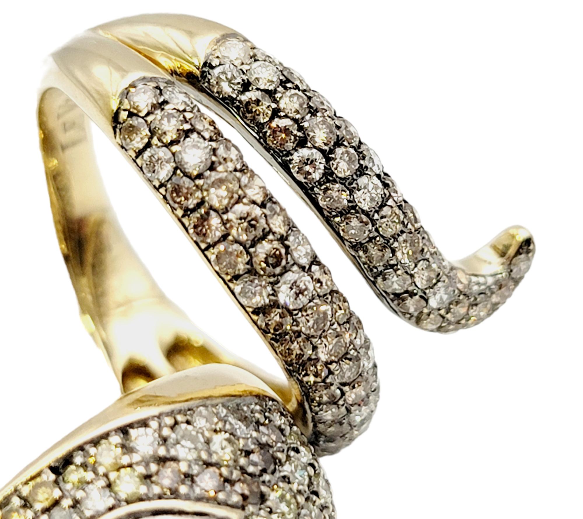 Le Vian Fancy Pave Diamond Snake Wrap Ring in Two Tone 14 Karat Gold In Good Condition For Sale In Scottsdale, AZ