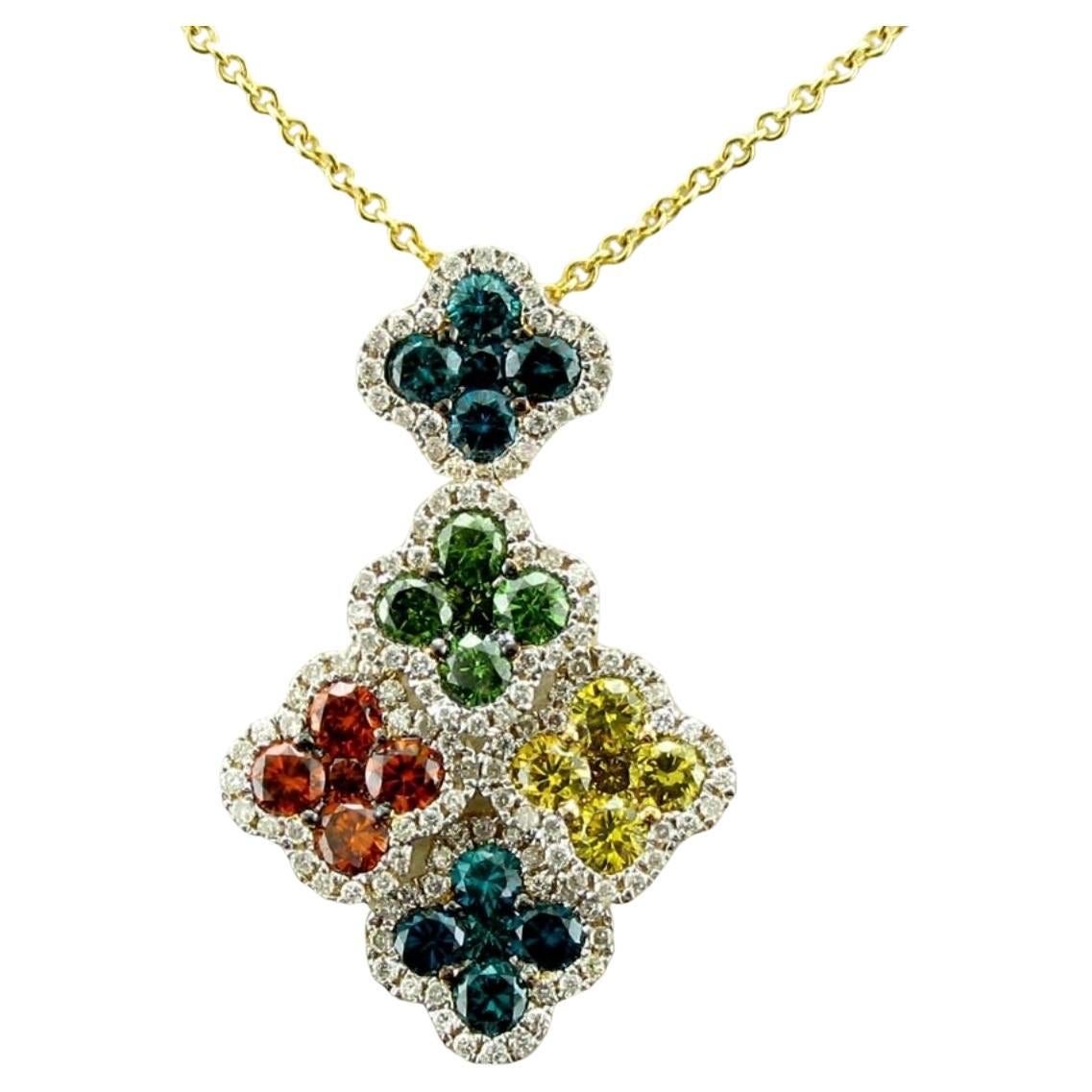 Levian Fancy Red Blue White Diamond Pendant in 14K Gold 1 5 8 Cts
