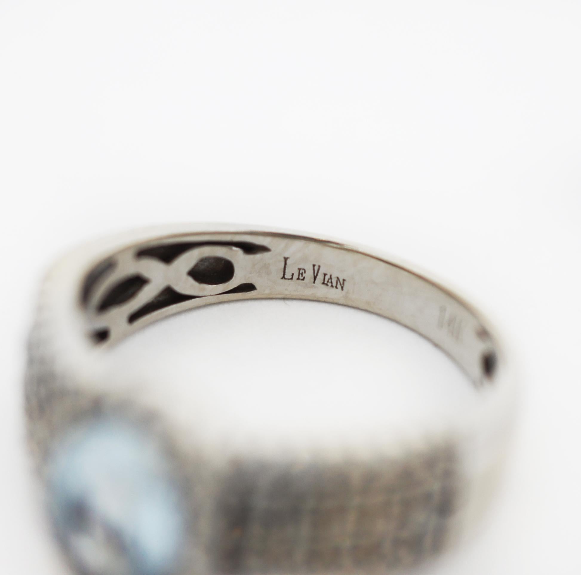 Women's LeVian Grand Genuine Aquamarine, Chocolate and White Diamonds Ring For Sale