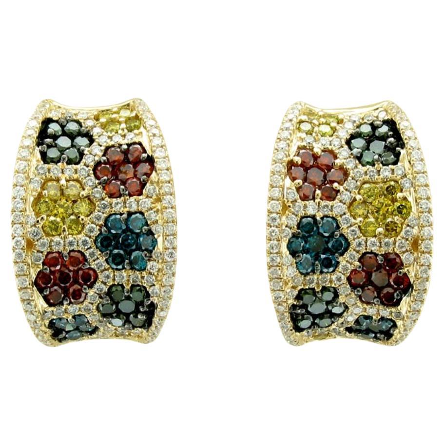 Levian Green Diamond Earrings In 14K Yellow Gold For Sale
