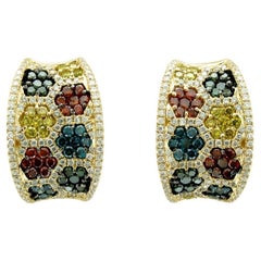 Levian Green Diamond Earrings In 14K Yellow Gold