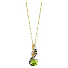 LeVian Green Peridot Chocolate & White Diamond Pendant in 14K Gold-1 Ct