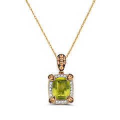 LeVian Green Peridot Spessartite White Diamond Pendant in 14K Gold-2 1/3 Cts