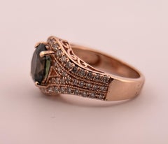 LeVian Greenish Blue Sapphire and Diamond Rose Gold Ring