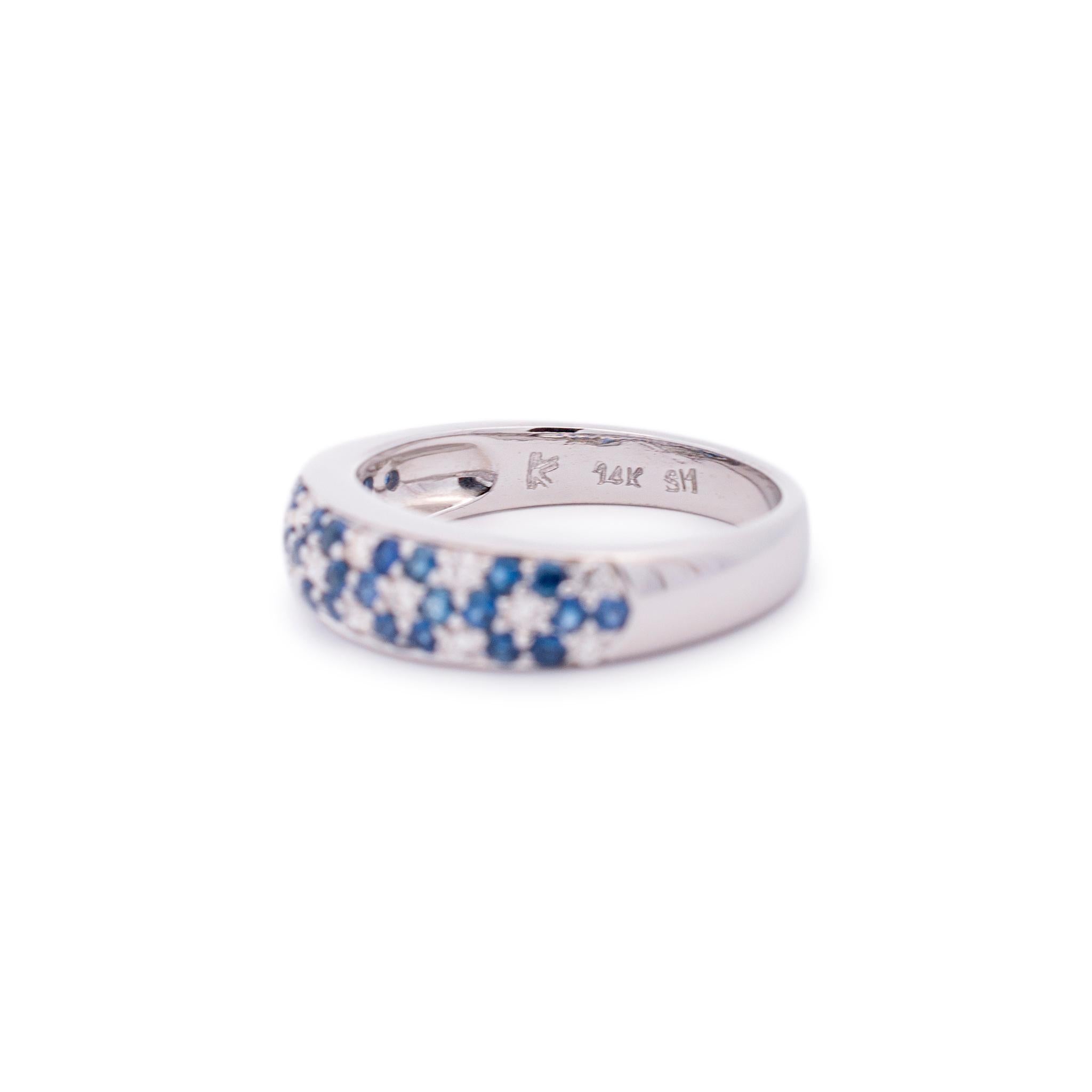 Levian Damen-Ehering aus 14 Karat Weißgold mit Diamanten und Saphiren 2