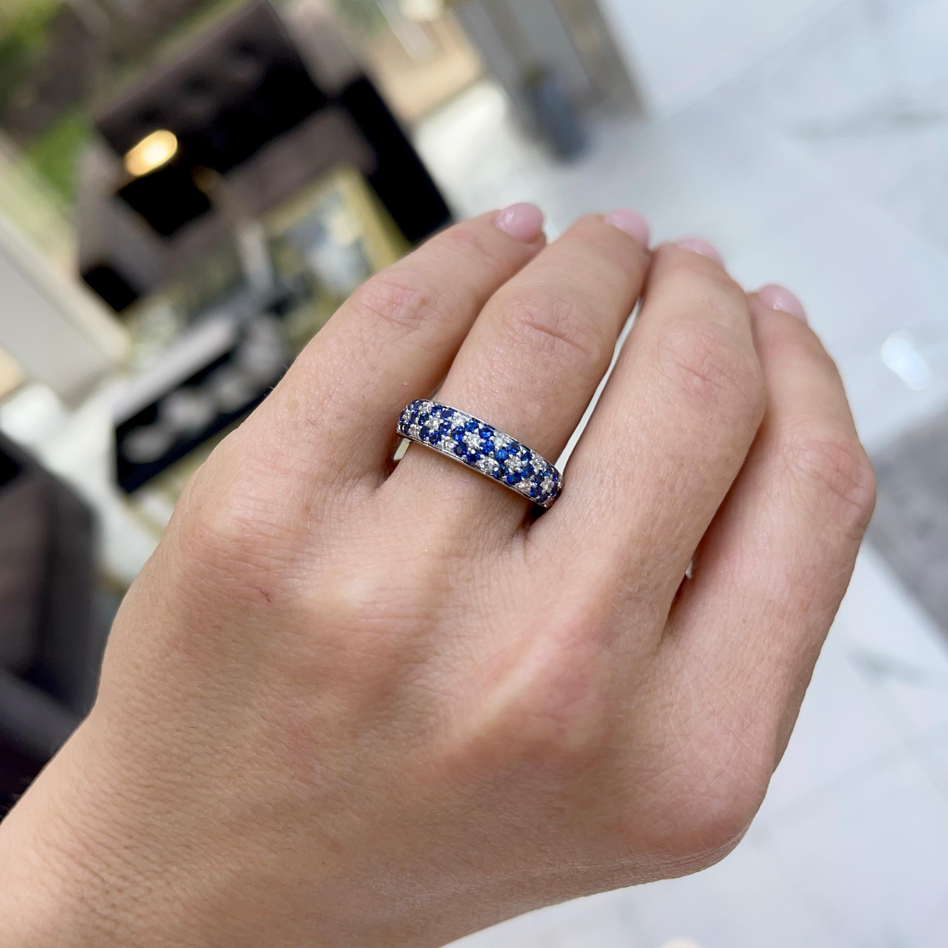 Levian Damen-Ehering aus 14 Karat Weißgold mit Diamanten und Saphiren 3