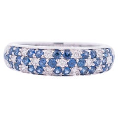 Levian Damen-Ehering aus 14 Karat Weißgold mit Diamanten und Saphiren