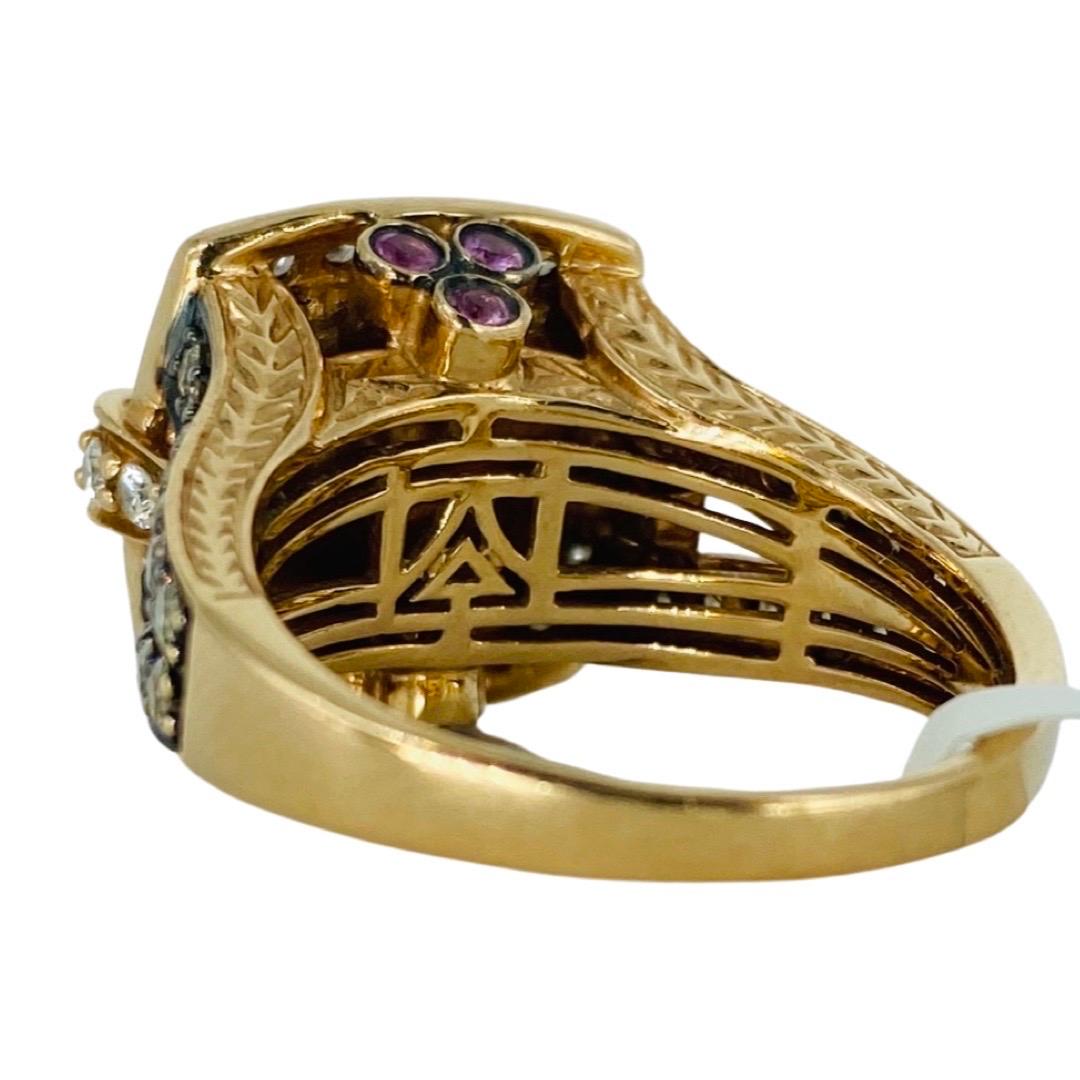 LeVian Bague en or fraise 14 carats avec grande opale napolitaine, diamants et améthyste Excellent état - En vente à Miami, FL
