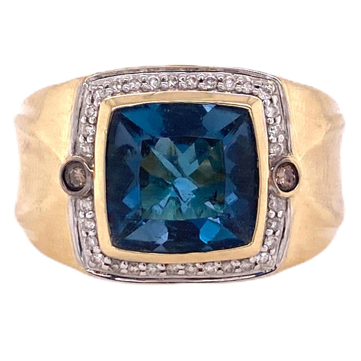 Levian Men's London Blue Topaz Diamond 14 Karat Yellow Gold Gents Ring