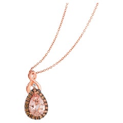 LeVian Morganite Pendant Set in 14K Rose Gold with Nude and Chocolate Diamonds