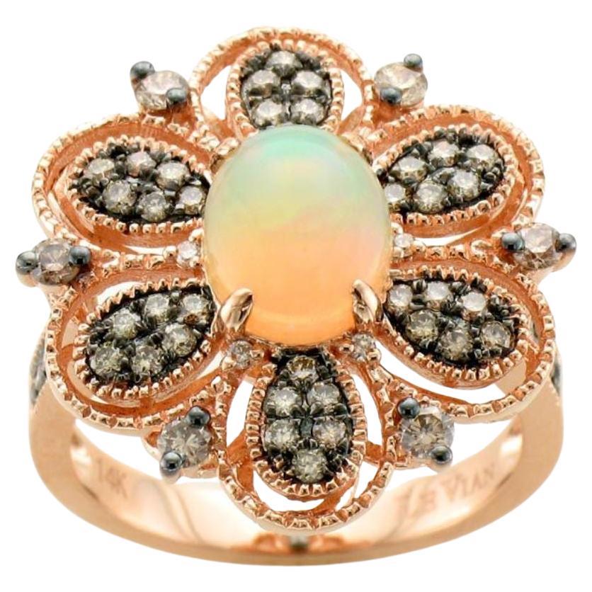Levian Multi Color Opal and Diamond Ring in 14K Rose Gold For Sale