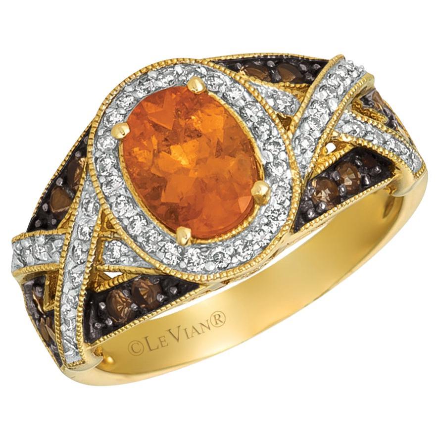 Levian Mehrfarbiger Spessartin-Diamant-Ring aus 14K Gelbgold Größe 7