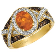 Levian Bague en or jaune 14 carats avec diamants spessartines multicolores taille 7