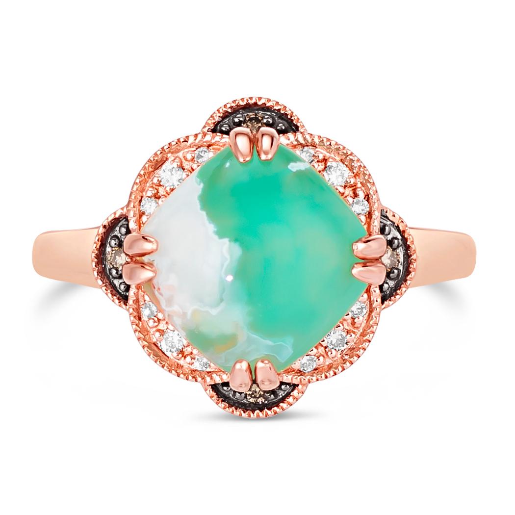 Levian natürlichen Aquaprase Topas Rauchquarz Ring In 14K Rose Gold plattiert Silber
