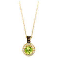 LeVian Necklace Green Peridot Pendant in 14K Yellow Gold 1 Cts