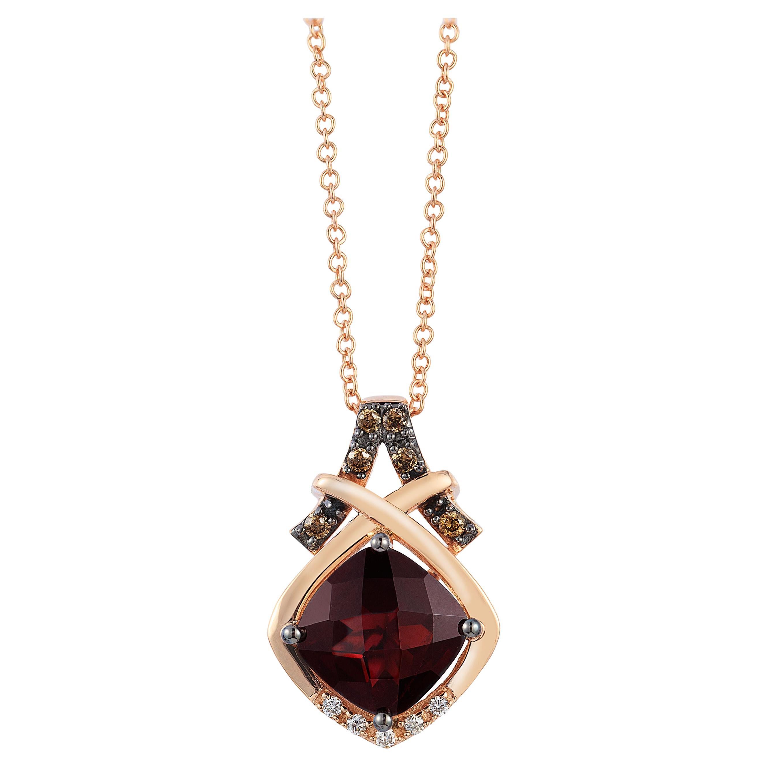 Le Vian Necklace Red Rhodolite Pendant in 14K Rose Gold 2 5/8 Cts For Sale