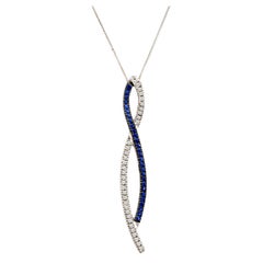 LeVian Halskette Saphir in 14K Weißgold mit blauem runden 1/2 Karat Anhänger Halskette