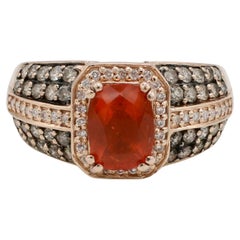 LeVian Neon Tangerine Fire Opal & Natural Diamond Gold Halo Cocktail Ring