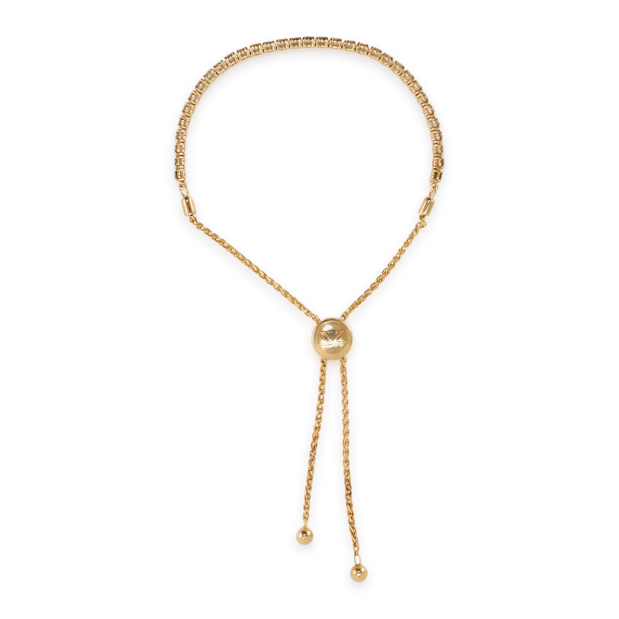 Marca: Levian

Sexo: Señoras

Tipo de metal: Oro amarillo de 14 quilates

Peso: 7.83 gramos

Una pulsera de tenis de diamantes de oro amarillo miel de 14 quilates. Grabado con 