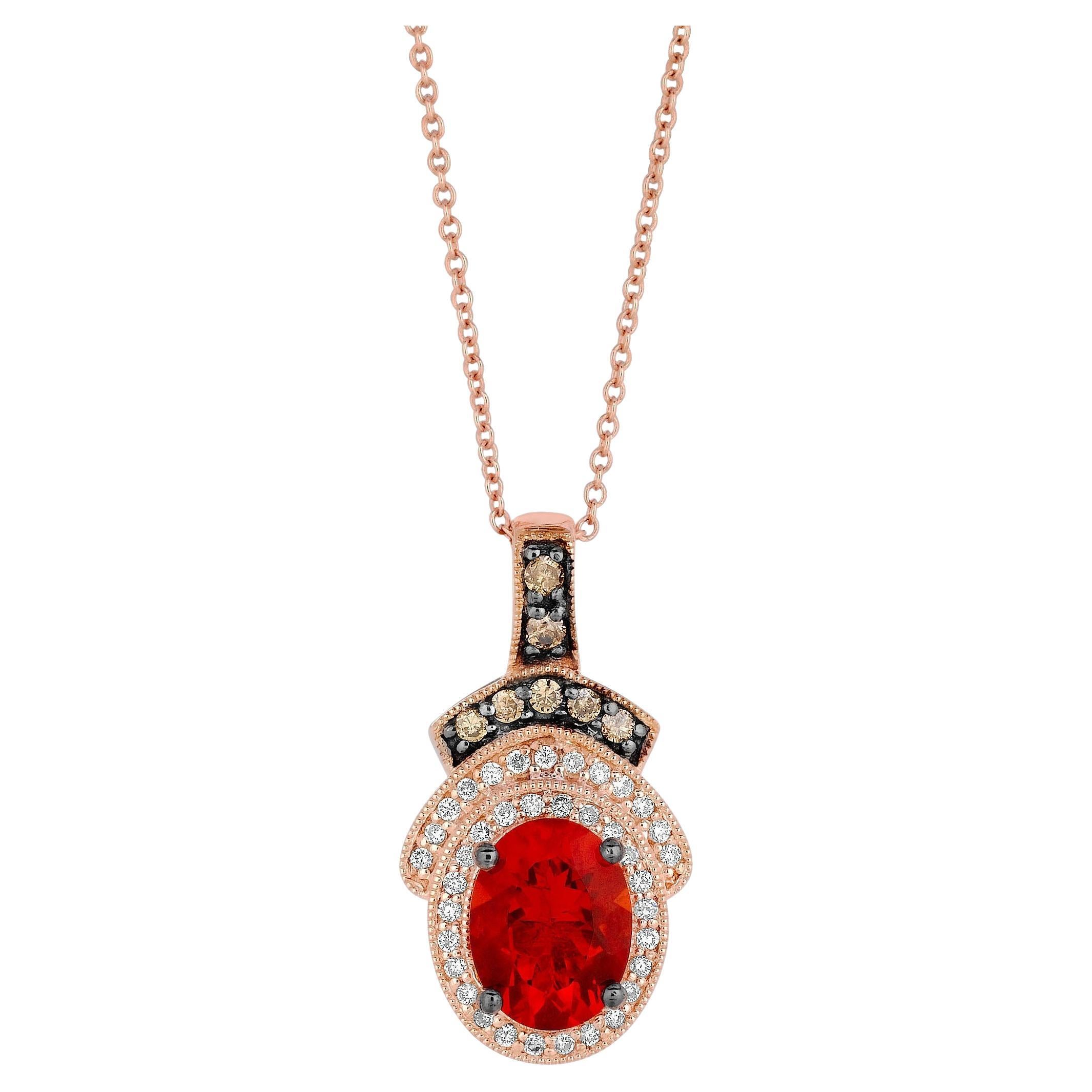 LeVian Pendentif en or rose 14 carats avec opale chocolat et diamants blancs 1 1/4 carat