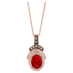 LeVian Pendentif en or rose 14 carats avec opale chocolat et diamants blancs 1 1/4 carat