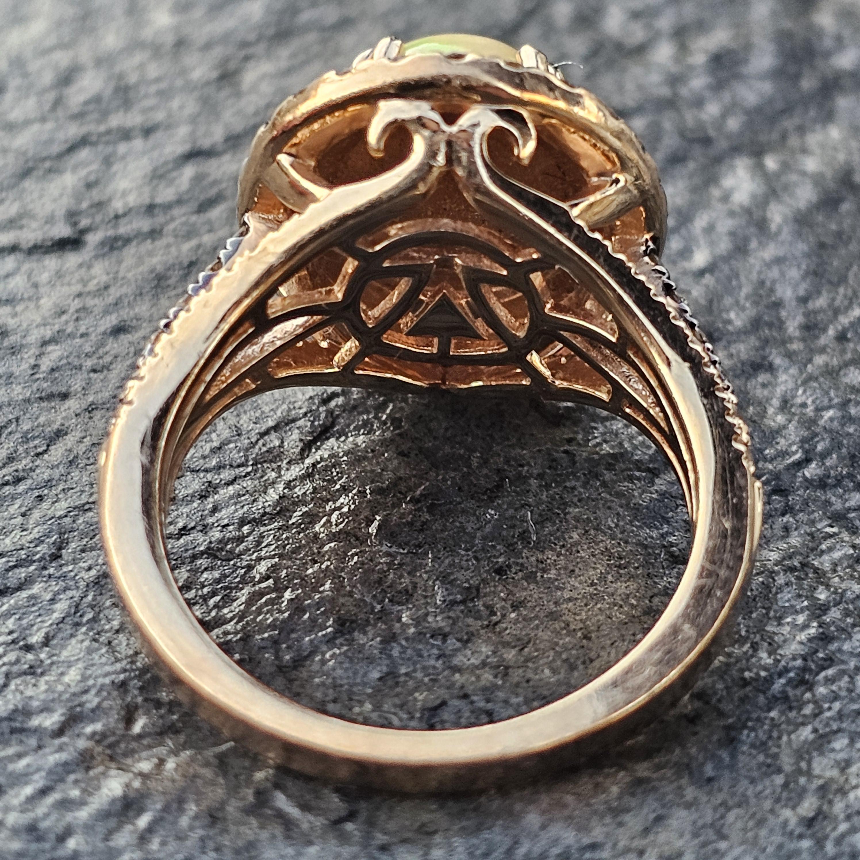 Levian Opal Diamond Double Halo Ring 14k Rose Gold 6.9g sz 7 en vente 5