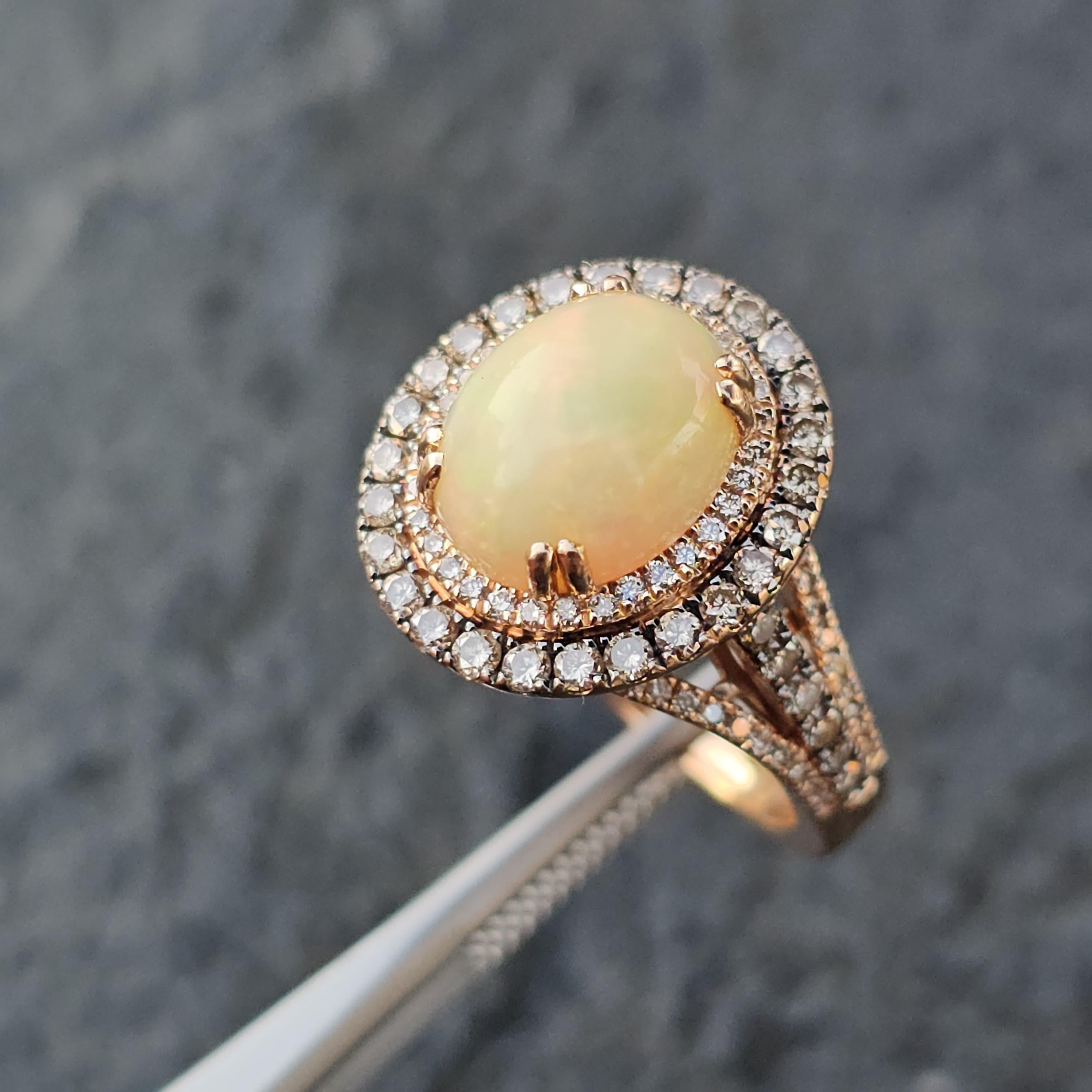 Levian Opal Diamond Double Halo Ring 14k Rose Gold 6.9g sz 7 Pour femmes en vente