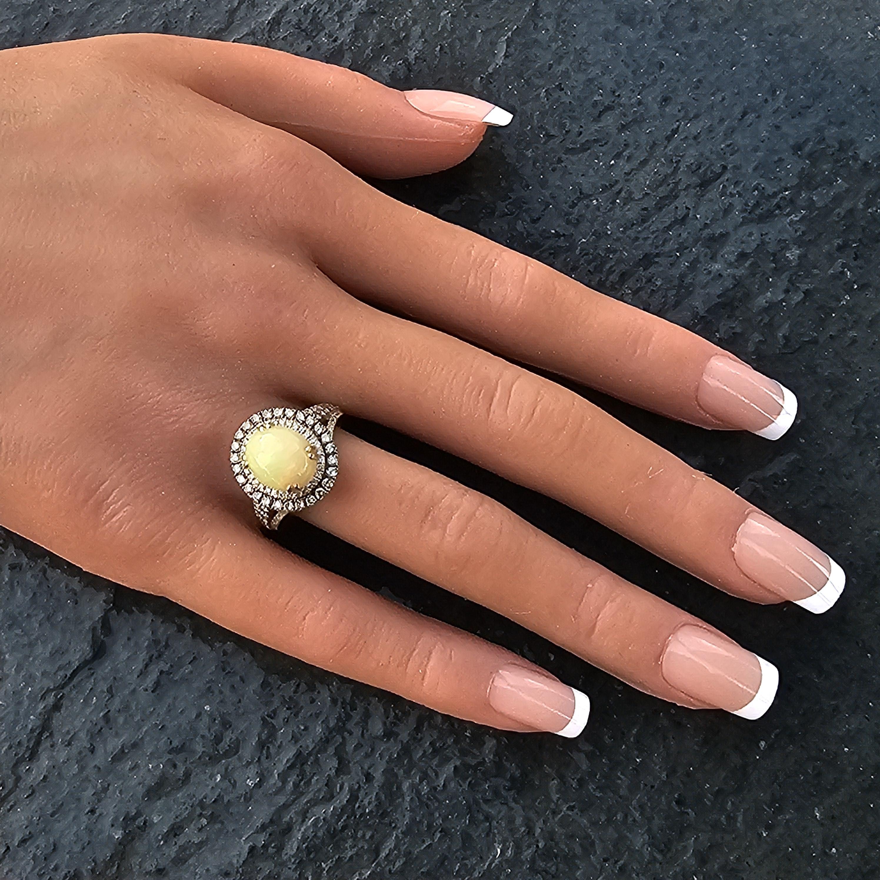 Levian Opal Diamond Double Halo Ring 14k Rose Gold 6.9g sz 7 en vente 1