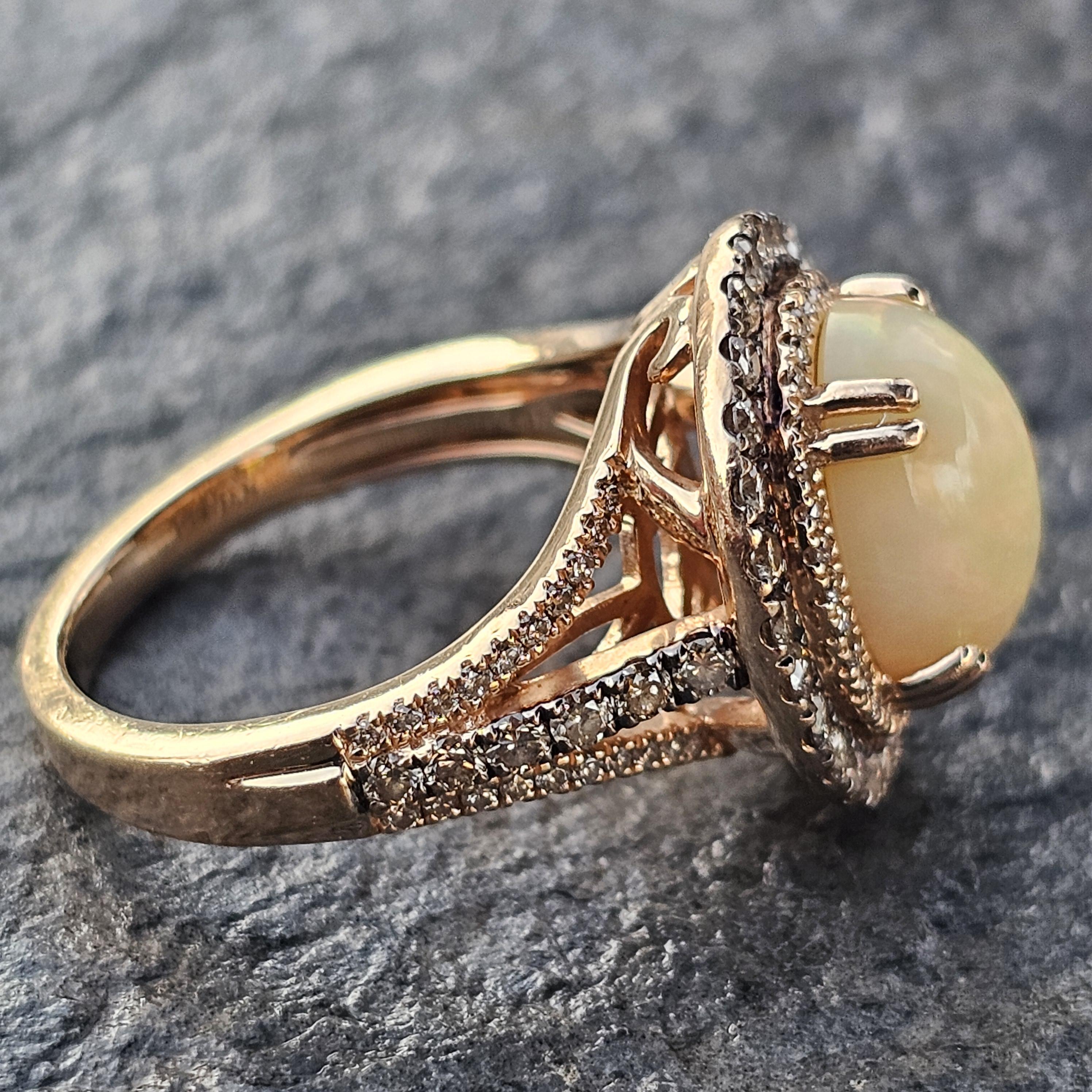 Levian Opal Diamond Double Halo Ring 14k Rose Gold 6.9g sz 7 en vente 4