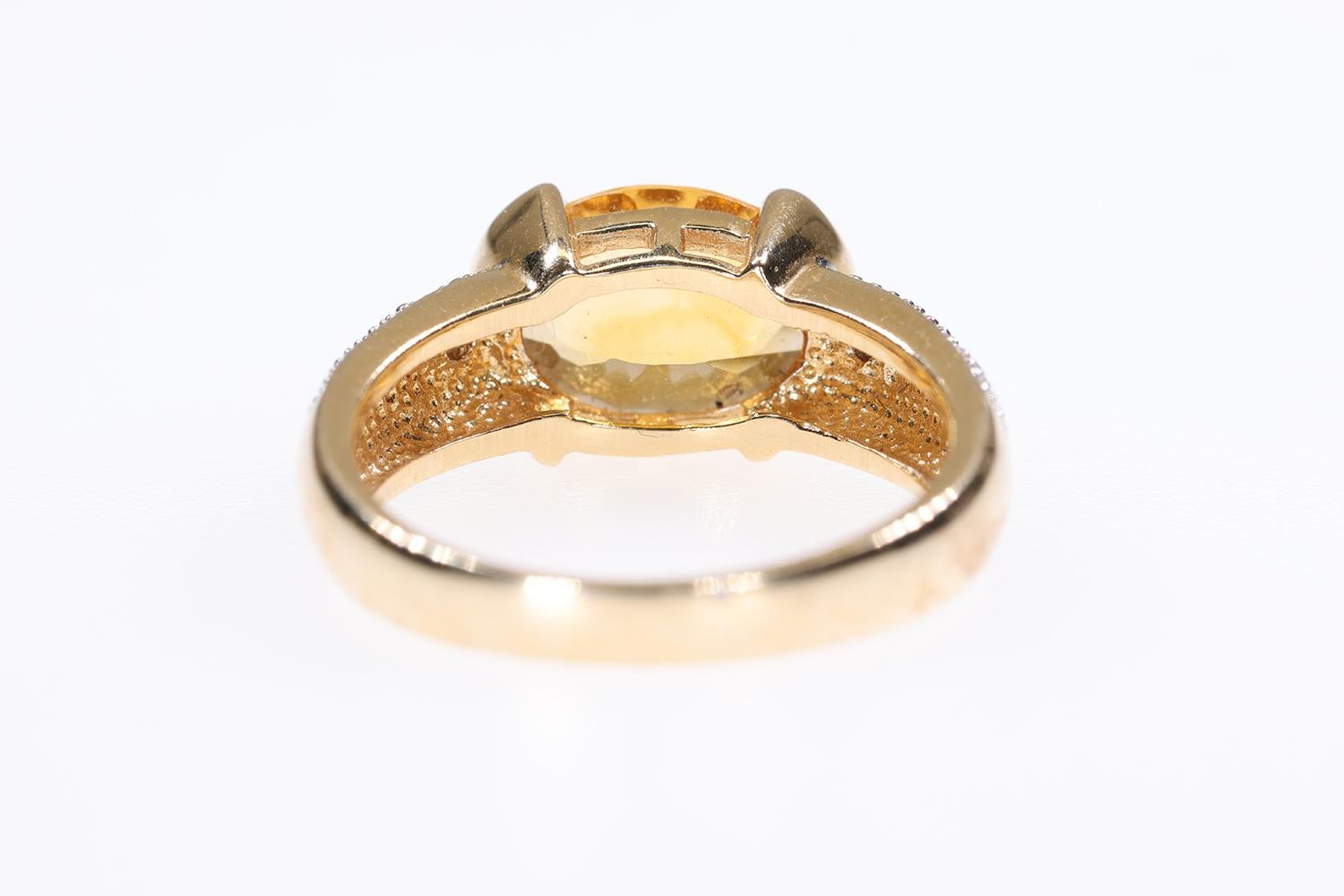 Modern LeVian Orange Citrine Ring, Accented Diamond Shank, 14K Yellow and White Gold For Sale