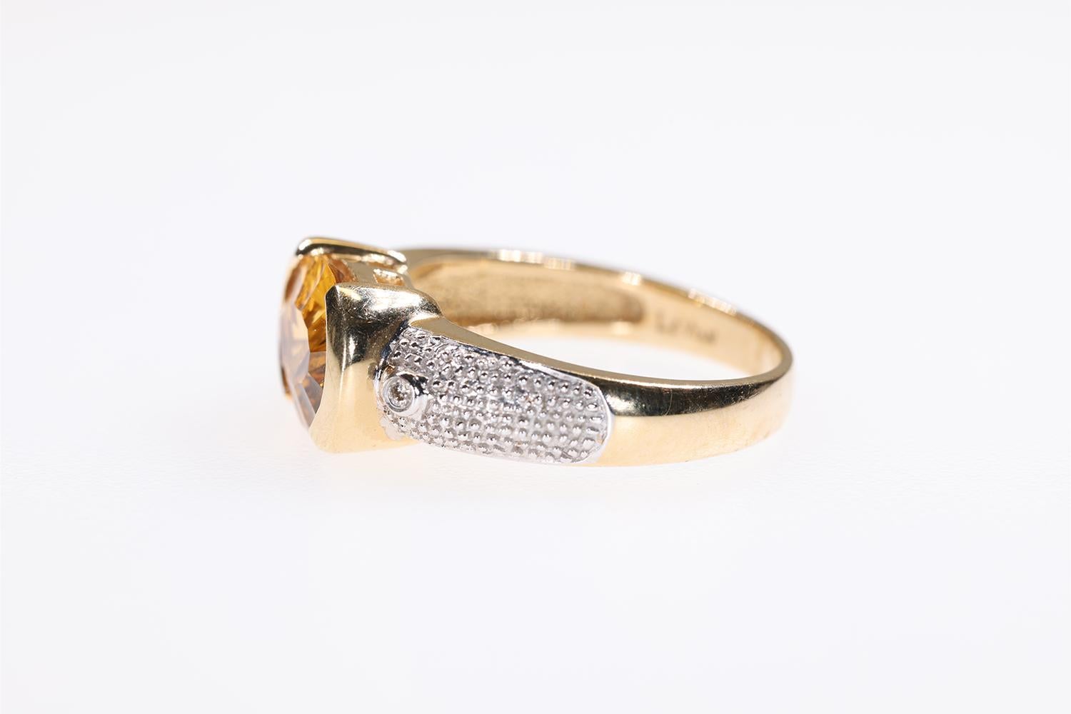 LeVian Orange Citrin Ring, akzentuiert Diamant-Schaft, 14K Gelb- und Weißgold im Angebot 3