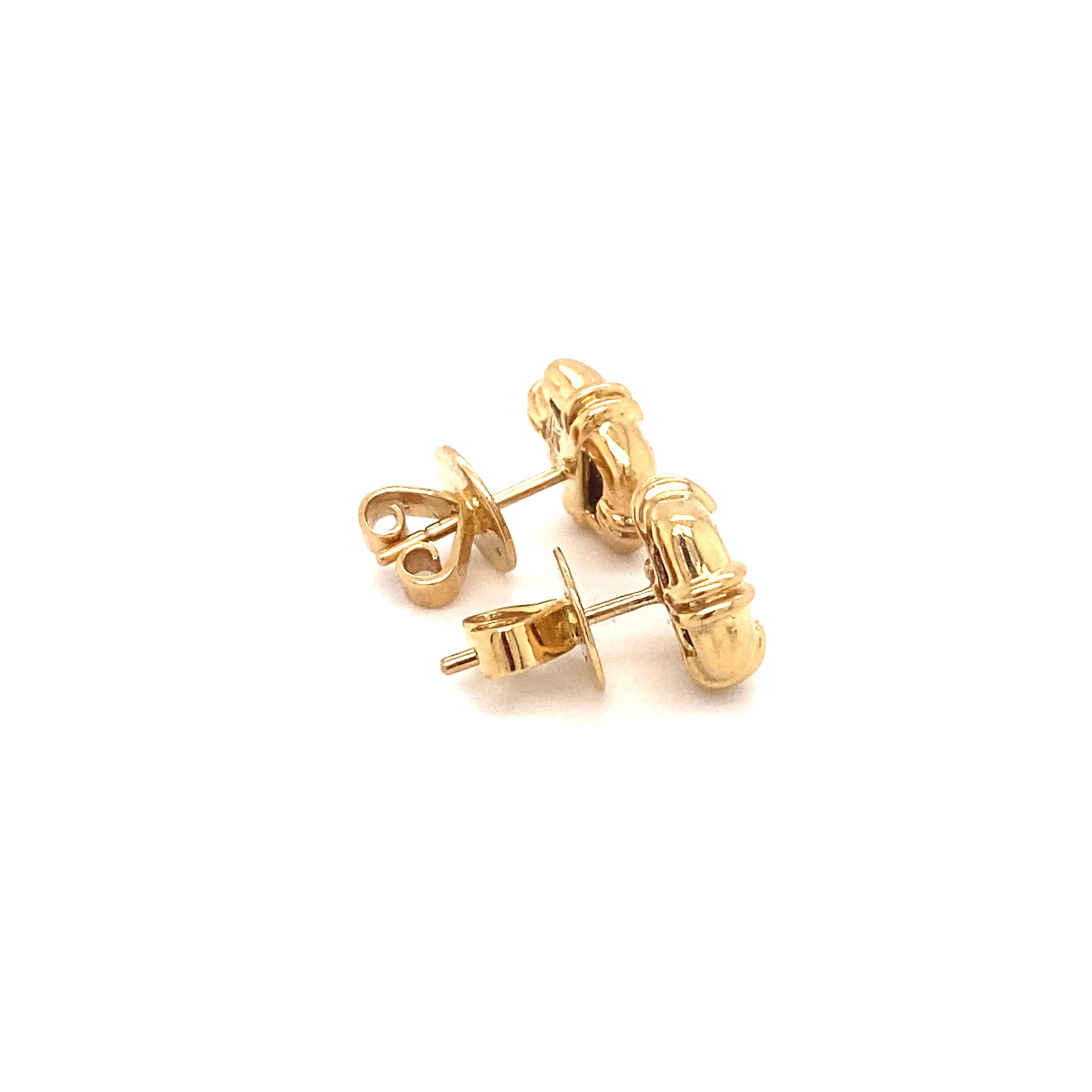 Princess Cut LeVian Pair of Earrings 18 Karat Yellow Gold with Diamonds For Sale