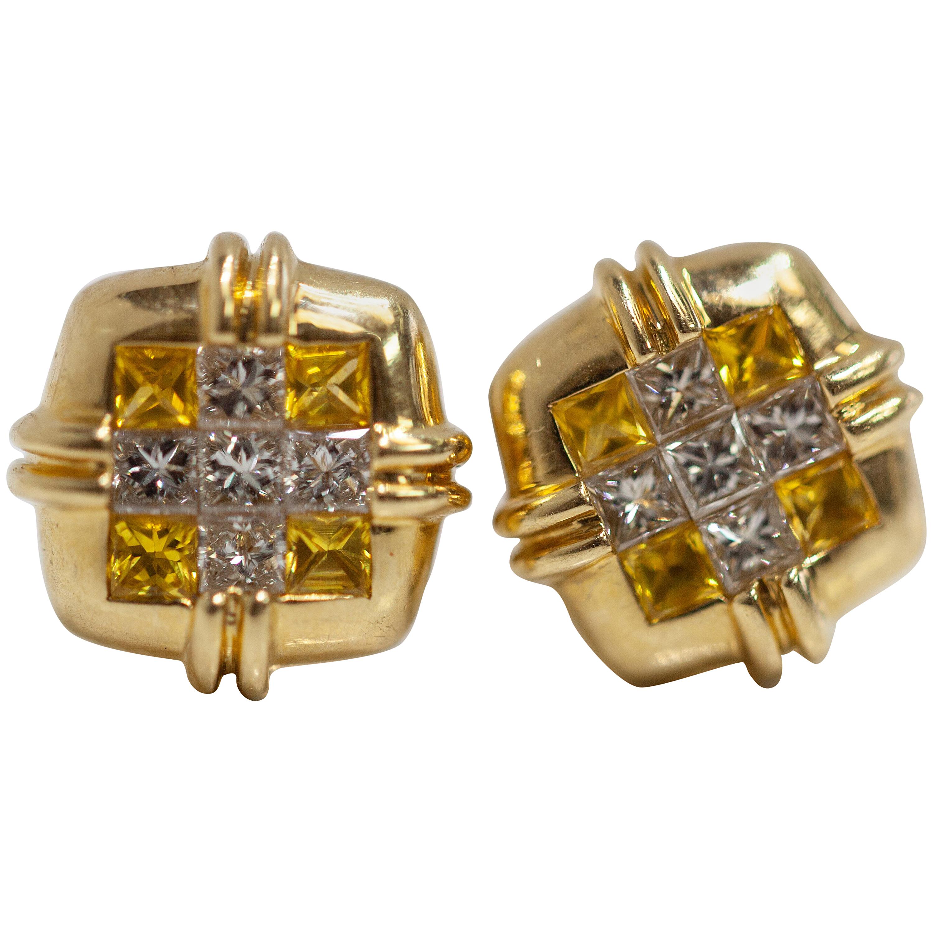 Basic Info
Listing Number   NB00017
Brand                  LeVian
Style                    Studs
Material               18K Yellow Gold
Diamonds           Princess Cut - Channel Set
Diamond Color  Yellow & White
Total Weight       6.3 Grams

