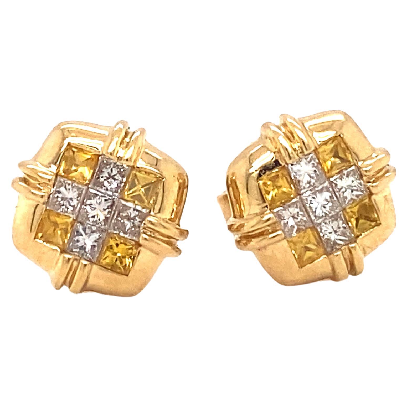 LeVian Pair of Earrings 18 Karat Yellow Gold with Diamonds