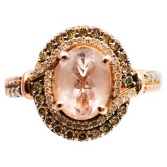Le Vian Peach Morganite/Chocolate & Vanilla Diamonds 14k Rose Gold Cocktail Ring