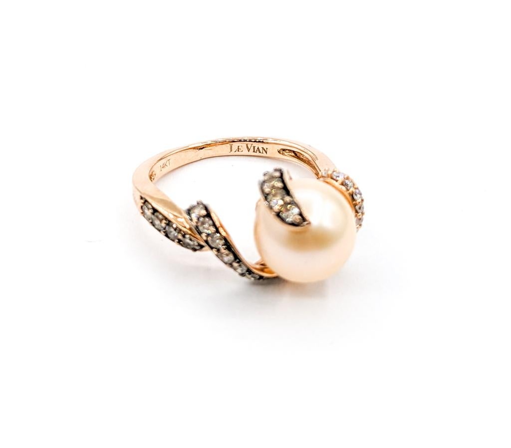 Levian Pearl & Diamond Ring in Rose Gold For Sale 4