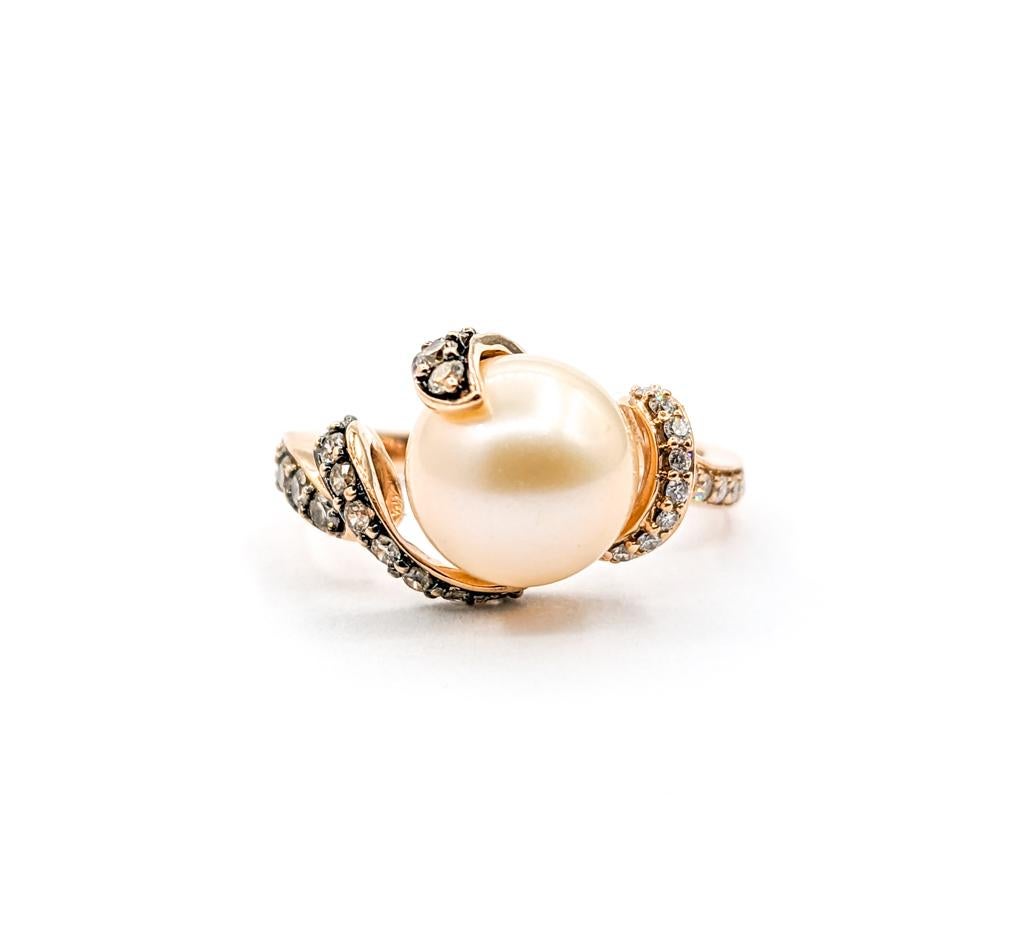 Levian Pearl & Diamond Ring in Rose Gold For Sale 5