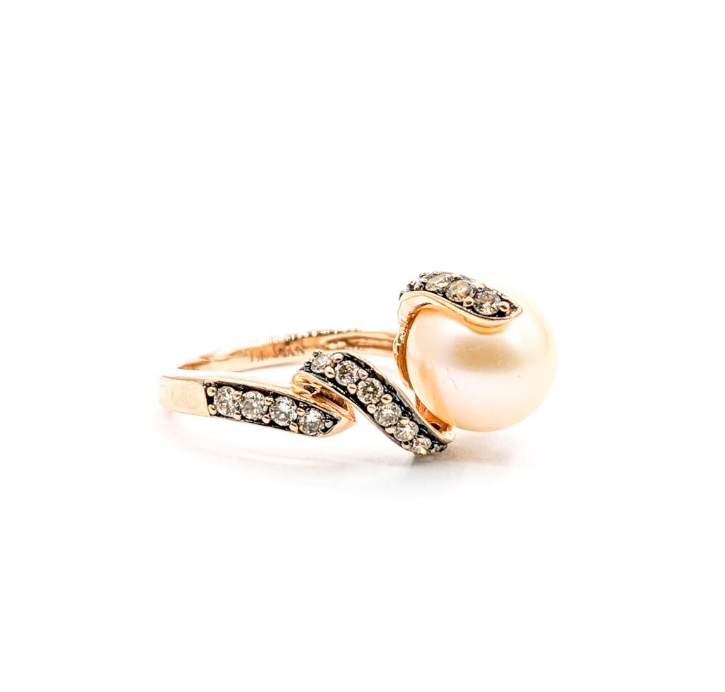Levian Pearl & Diamond Ring in Rose Gold For Sale 1