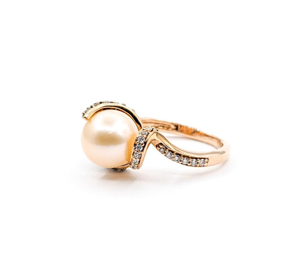 Levian Pearl & Diamond Ring in Rose Gold For Sale 2