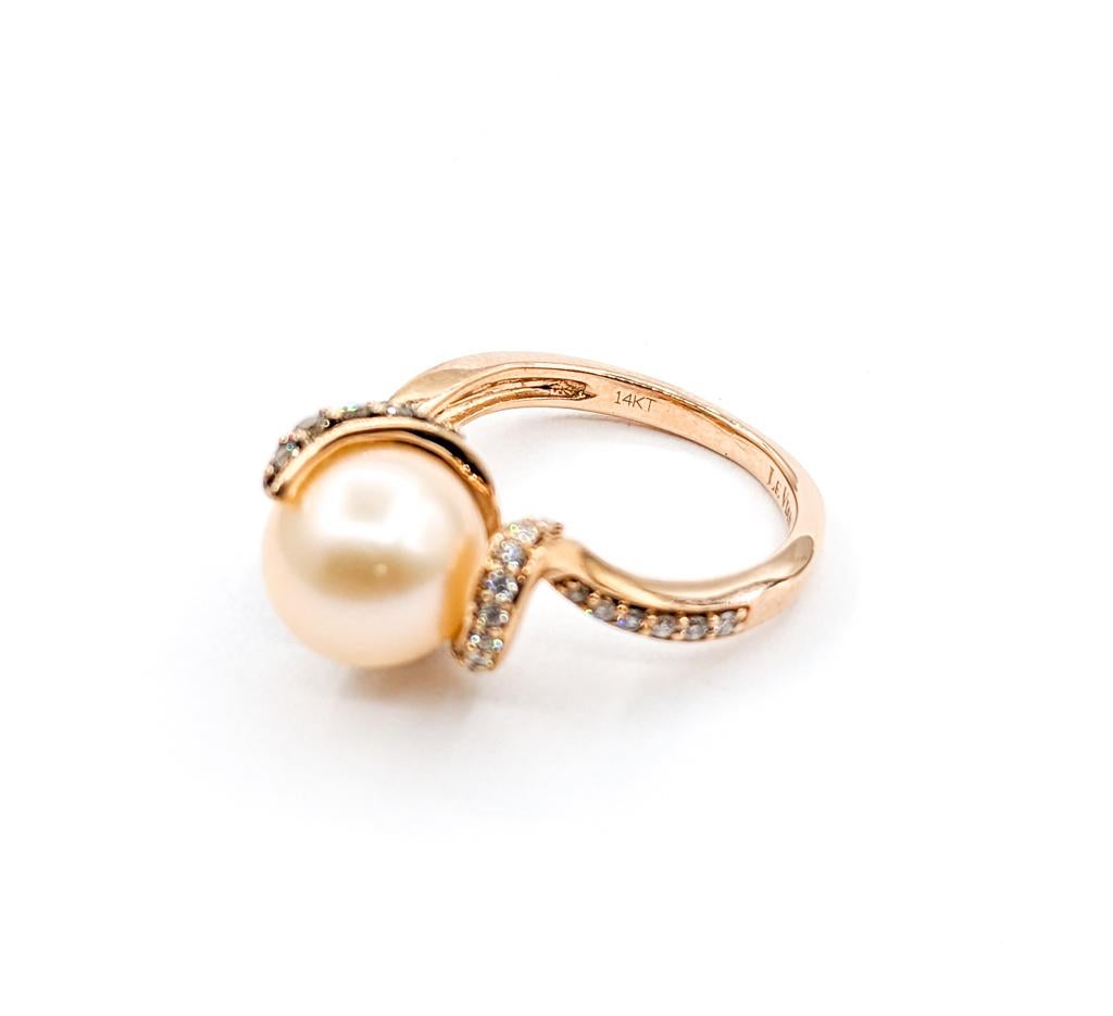 Levian Pearl & Diamond Ring in Rose Gold For Sale 3