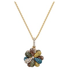 Le Vian Pendant 1 Cts White Red Green H SI1 Natural Diamonds, in 14K Yellow Gold