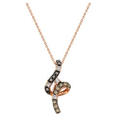 LeVian Pendant 3/8 Cts White, Chocolate, Black Natural Diamonds in 14K Rose Gold