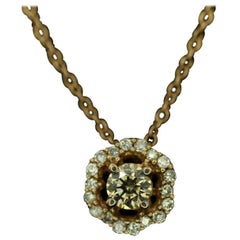 LeVian Pendant Chocolate and Vanilla Diamonds Halo Necklace in 14k Rose Gold