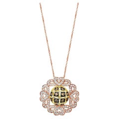 LeVian Pendentif en or bicolore 14 carats avec diamants couleur chocolat et diamants couleur fraise
