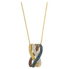 LeVian Pendant Featuring Yellow/Blue/Red/White Diamonds Set in 14K Yellow Gold